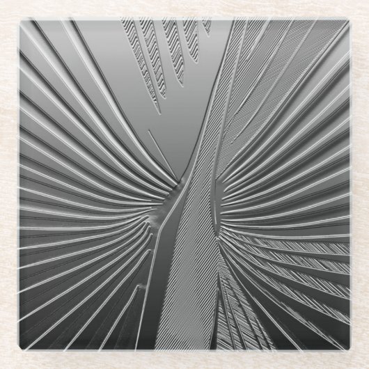 Dessous-de-verre En Verre Palmette de chrome d'art déco (Devant)