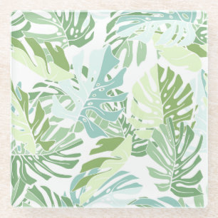 Dessous-de-verre En Verre Palmettes tropicales en pastel