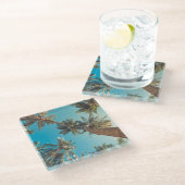 Dessous-de-verre En Verre Palmiers au cru tropical de plage (Incliné)