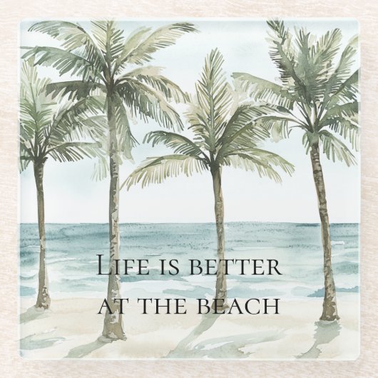 Dessous-de-verre En Verre Palmiers tropicaux Ocean Beach (Devant)