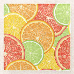 Dessous-de-verre En Verre Pamplemousse et arrière - plan abstrait orange.