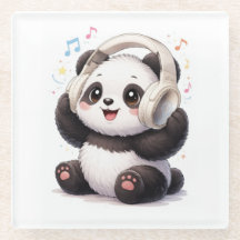 Panda Mignon Portant un Casque Audio Dessous de Ve