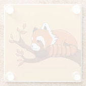 Dessous-de-verre En Verre Panda rouge caricature mignonne dans l'arbre (Dos)