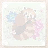 Dessous-de-verre En Verre Panda Rouge Lotus Fleurs Henné (Dos)