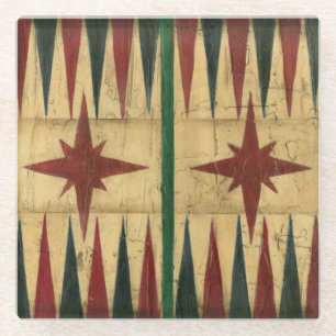 Dessous-de-verre En Verre Panneau antique de jeu de backgammon par le