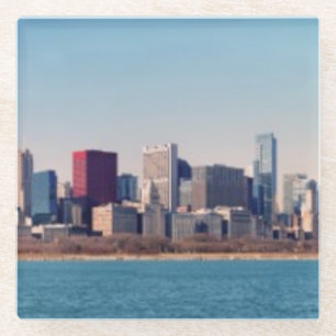 Dessous-de-verre En Verre Panorama de l'horizon de Chicago