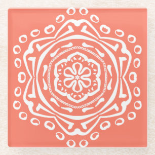 Dessous-de-verre En Verre Papaya Mandala