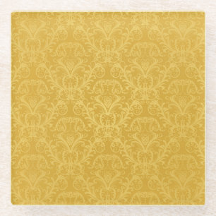 Dessous-de-verre En Verre Papier peint floral d'or de luxe