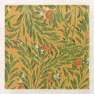 Dessous-de-verre En Verre Papier peint Vintage Orange Tree Motif Art Nouveau