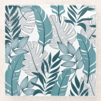 Dessous-de-verre En Verre Papier peint Vintage Plante tropical.