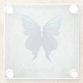 Dessous-de-verre En Verre Papillon à bijoux bleu (Dos)