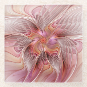 Dessous-de-verre En Verre Papillon Abstrait coloré Imaginaire Fractal Art