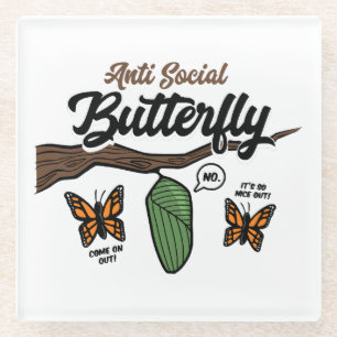 Dessous-de-verre En Verre Papillon anti social