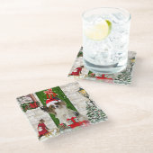 Dessous-de-verre En Verre Papillon Chien Noël (Incliné)