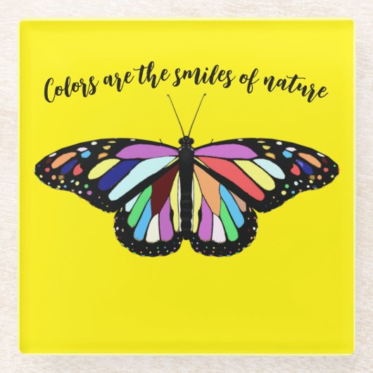 Dessous-de-verre En Verre papillon coloré  (Devant)