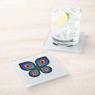 Dessous-de-verre En Verre Papillon de flamme de paon
