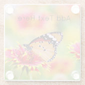 Dessous-de-verre En Verre Papillon Monarque sur Fleurs rouges et jaunes (Dos)