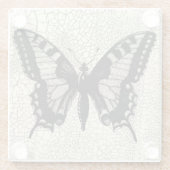 Dessous-de-verre En Verre Papillon noir et blanc sur Arrière - plan fissuré (Dos)
