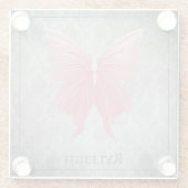 Dessous-de-verre En Verre Papillon rose bijoux (Dos)