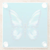 Dessous-de-verre En Verre Papillon turquoise (Dos)