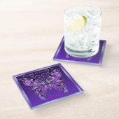 Dessous-de-verre En Verre Papillon Violet 31 (Incliné)
