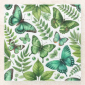 Dessous-de-verre En Verre Papillons bleu-vert (Devant)