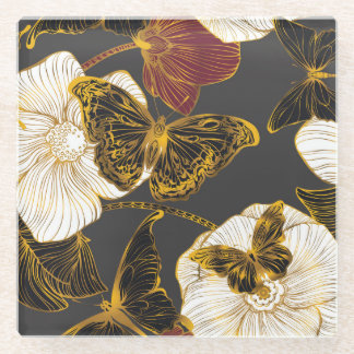 Dessous-de-verre En Verre Papillons & Fleurs : Motif Bohème de Printemps