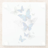 Dessous-de-verre En Verre Papillons volants bleus Morpho (Dos)