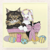 Dessous-de-verre En Verre Pâques Panier Tabby Kitten (Devant)