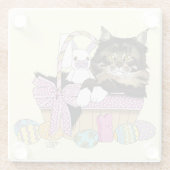 Dessous-de-verre En Verre Pâques Panier Tabby Kitten (Dos)