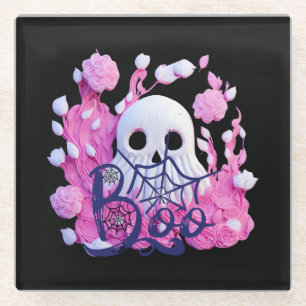 Dessous-de-verre En Verre paquet de fantôme mignon Halloween boo