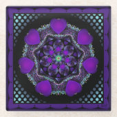 Dessous-de-verre En Verre Parapluie violet & coeurs .7 (Devant)