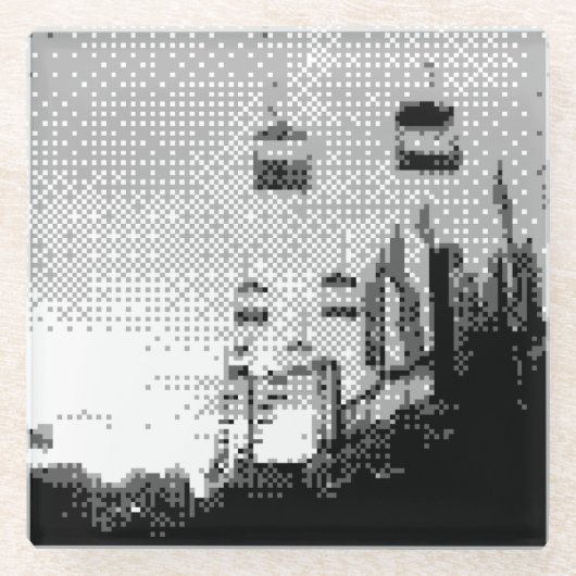 Dessous-de-verre En Verre parc de loisirs pixel art (Devant)