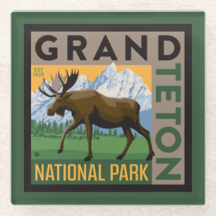 Dessous-de-verre En Verre Parc national de Grand Teton Moose