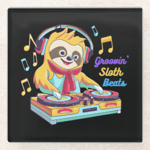 Dessous-de-verre En Verre Paresseux Beats rétro vintage vibrant