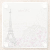 Dessous-de-verre En Verre Paris en fleurs | votre nom (Dos)