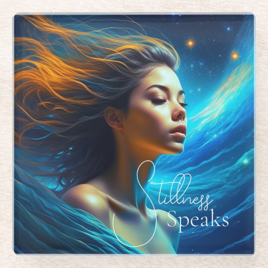 Dessous-de-verre En Verre Paroles de douceur | Méditation Art céleste (Devant)