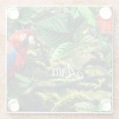 Dessous-de-verre En Verre Parrot écarlate macaw dans la jungle avec des fleu (Dos)