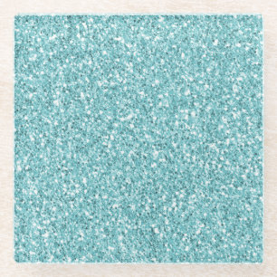 Dessous-de-verre En Verre Parties scintillant Aqua Glitz         