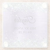 Dessous-de-verre En Verre Parties scintillant argentée Clair Purple Huile Mi (Dos)