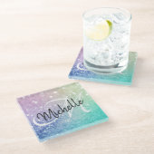 Dessous-de-verre En Verre Parties scintillant Bokeh Glamour Élégant (Incliné)