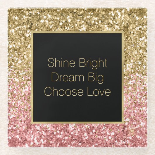 Dessous-de-verre En Verre Parties scintillant brillante rose or (Devant)