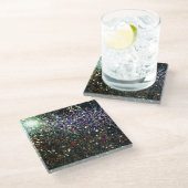 Dessous-de-verre En Verre Parties scintillant comète et étoiles (Incliné)