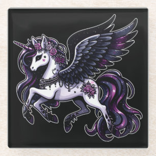 Dessous-de-verre En Verre Parties scintillant cosmique de licorne pegasus fo