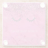 Dessous-de-verre En Verre Parties scintillant en marbre rose brillant noir (Dos)