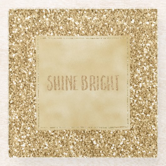 Dessous-de-verre En Verre Parties scintillant Gold Glitz (Devant)