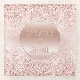 Dessous-de-verre En Verre Parties scintillant rose pâle