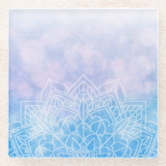 Dessous-de-verre En Verre Pastel Mandela rose et violet (Devant)