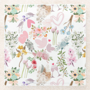 Dessous-de-verre En Verre Pastel Mariage ornements motif 02