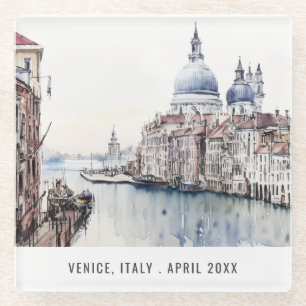 Dessous-de-verre En Verre Pastel Venice Italie Aquarelle Voyage italien
